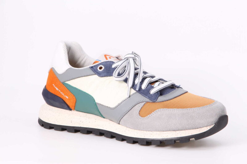 Silky grau / orange / navy / grün