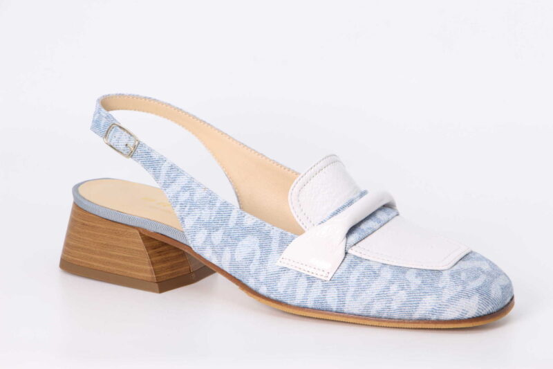 Sling-Pumps denim / bianco
