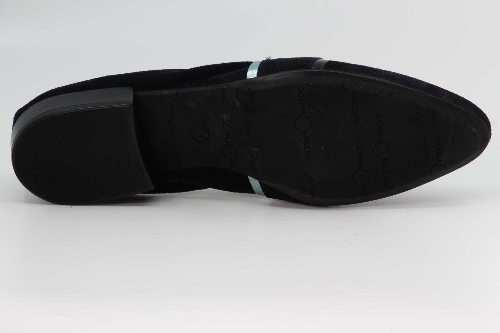 Slipper navy silk Sohle