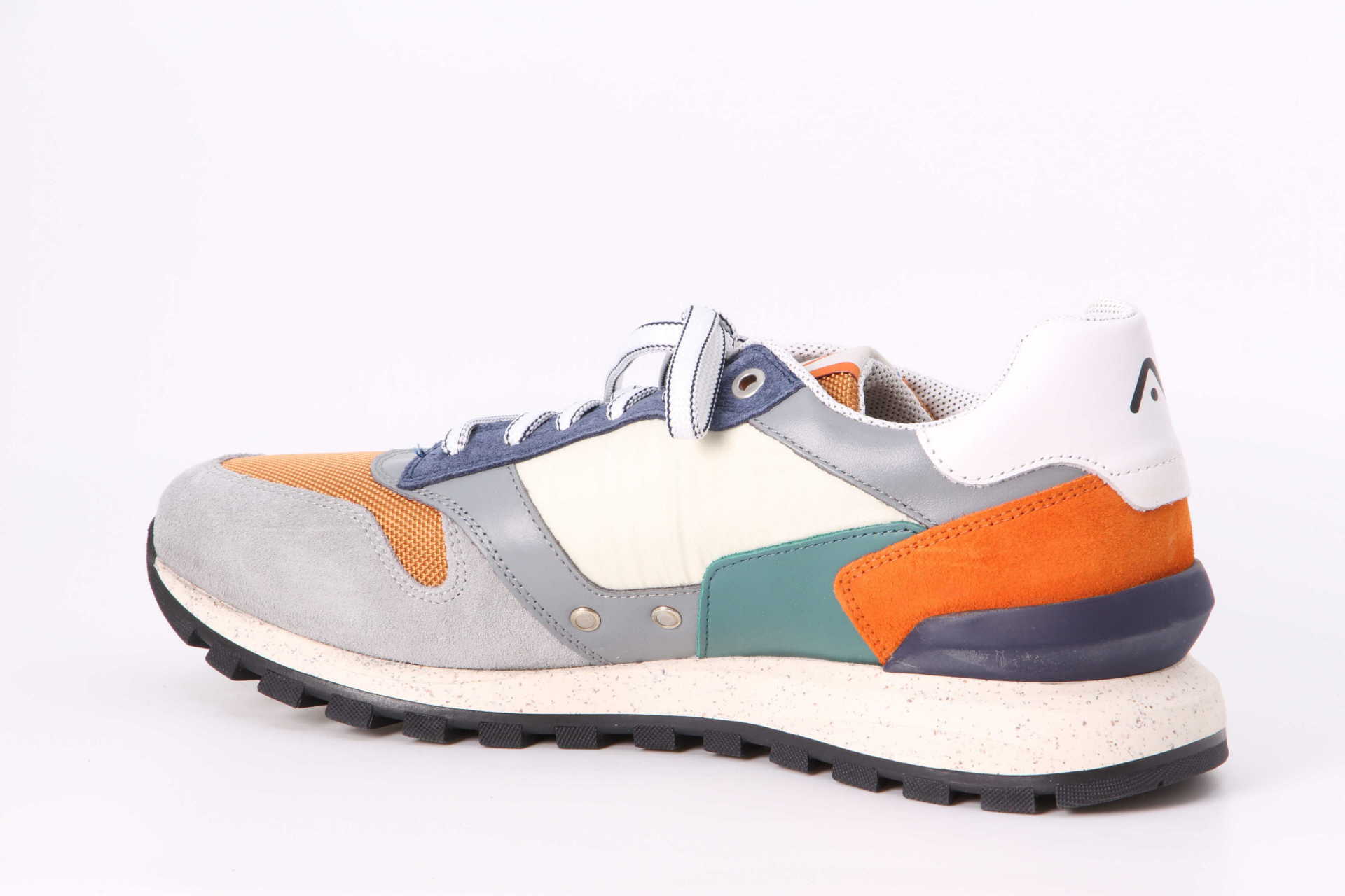 Silky grau / orange / navy / grün Rückseite
