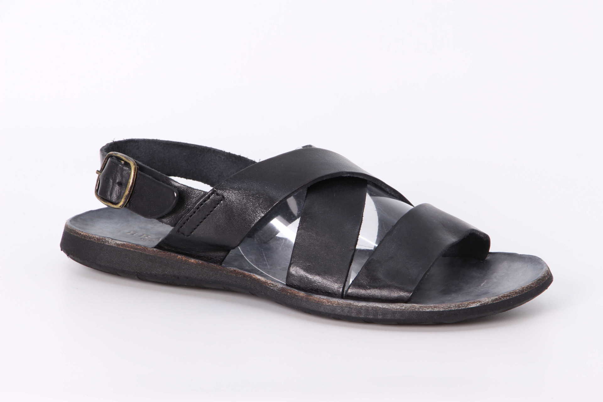 Leder-Sandale nero Vorderseite