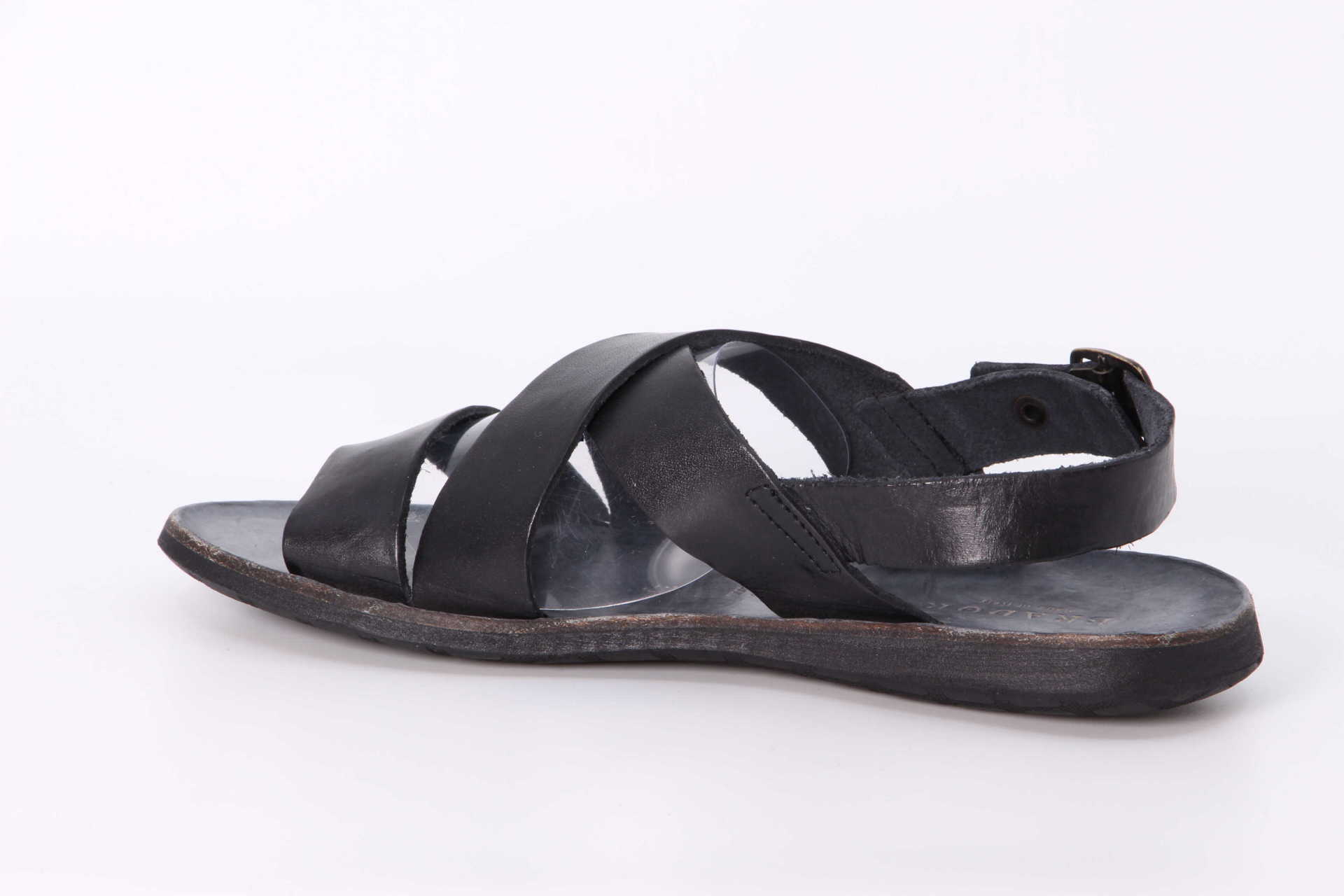 Leder-Sandale nero Rückseite