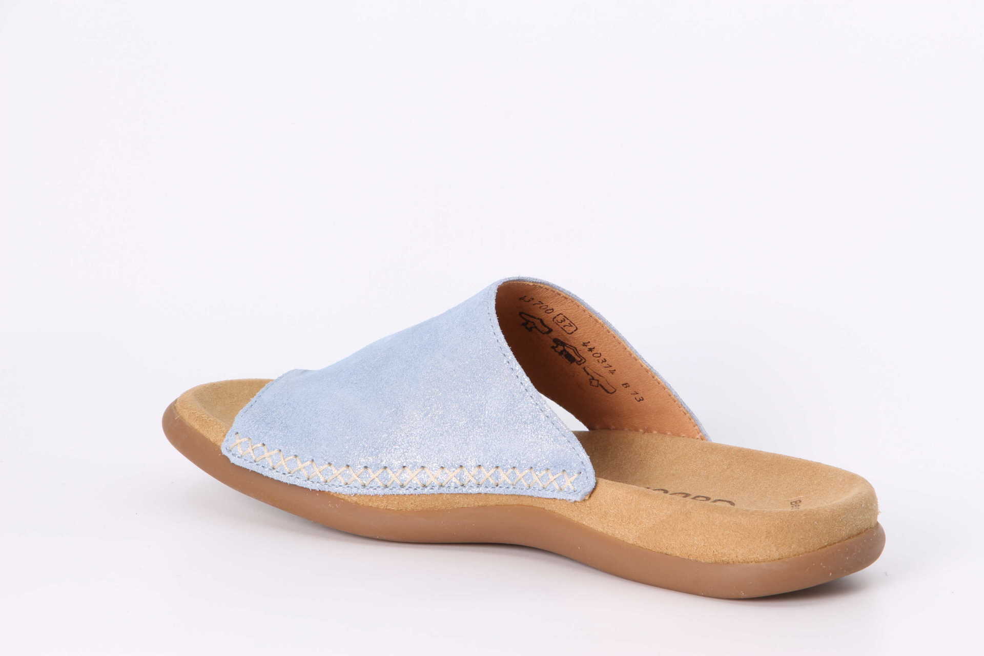 Pantolette aquamarin Rückseite