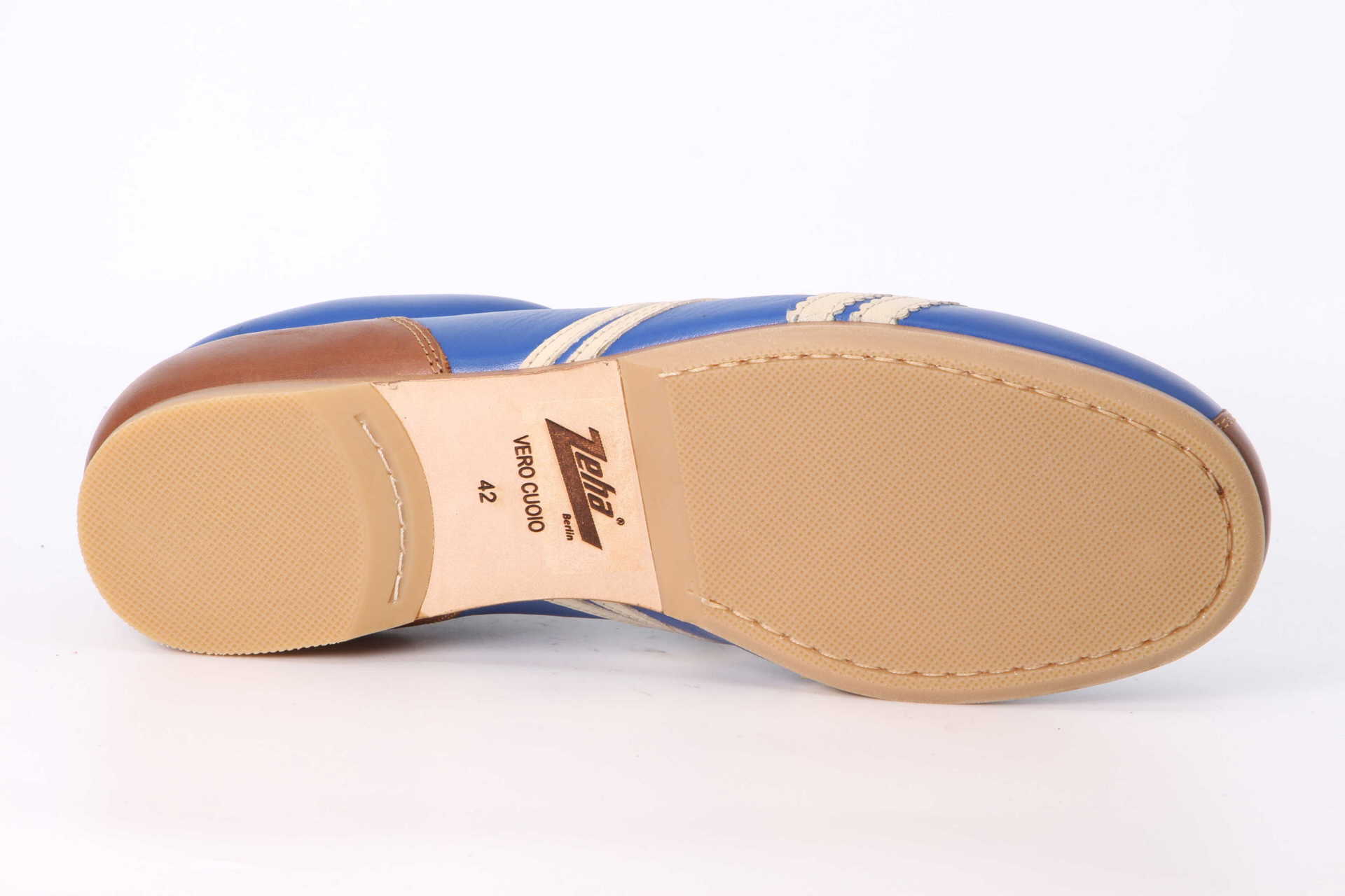 Liga saphire blue / cognac / cream Sohle